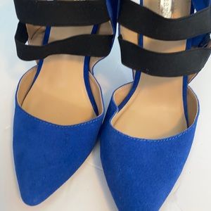Black and blue straps heels size 7